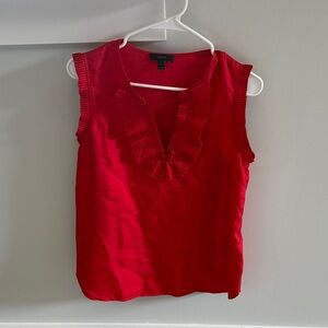 J. Crew Vibrant Red Pleated Blouse
